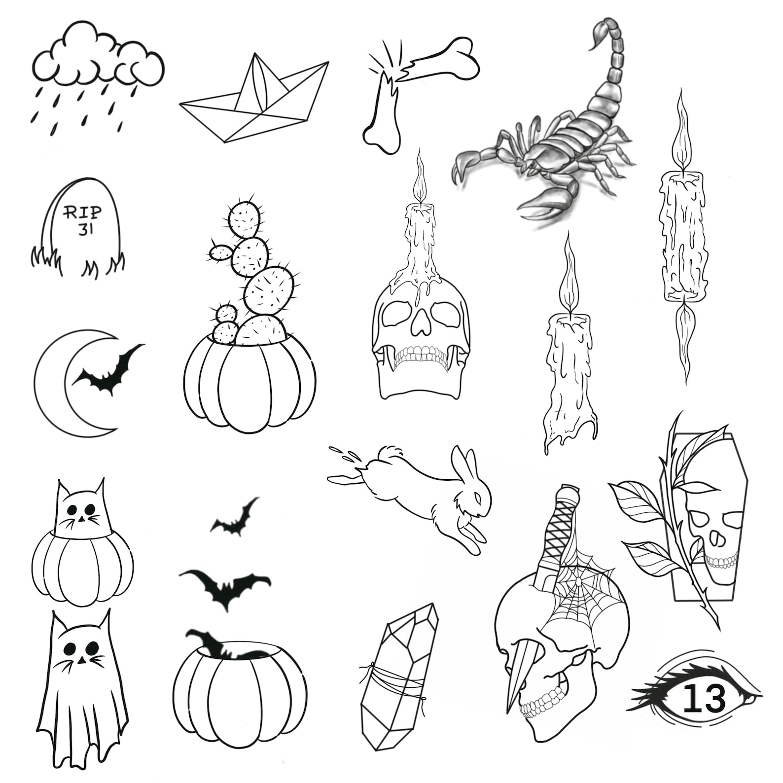 Friday the 13th Tattoo Flash, Spooky Tattoo Flash, Scary Movies Scary ...