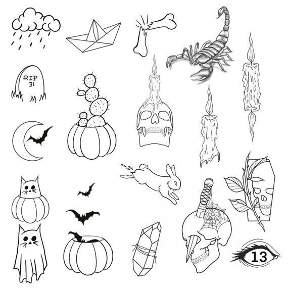 Witchy Tattoo Flash Sheet