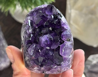 Amethyst Crystal Cluster Geode Dark Purple Grape Jelly Amethyst Standing Cut Base High Quality Mineral Specimen Witchy Nature Decor A4