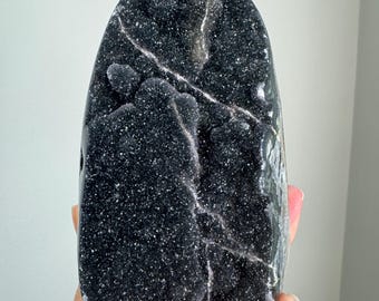Druzy Black Amethyst Crystal Decor Black Galaxy Amethyst Geode Crystal Druzy Amethyst Amethyst Decor Amethyst Uruguay Geode Decor A6