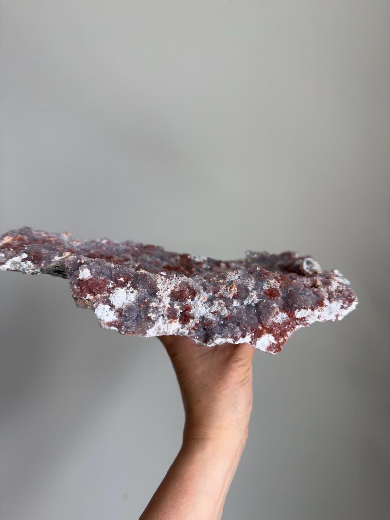 Ruwe amethist bloem kristalcluster regenboog melkweg amethist plaat mineraal exemplaar uit Brazilië natuurlijk rood hematiet A6 afbeelding 6