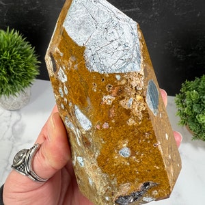 Jasper Point Raw Blue Apatite Stone Tower Apatite Crystal Point Polished Yellow Jasper Tower Crystal Tower Crystal Best Friend Gifts A12