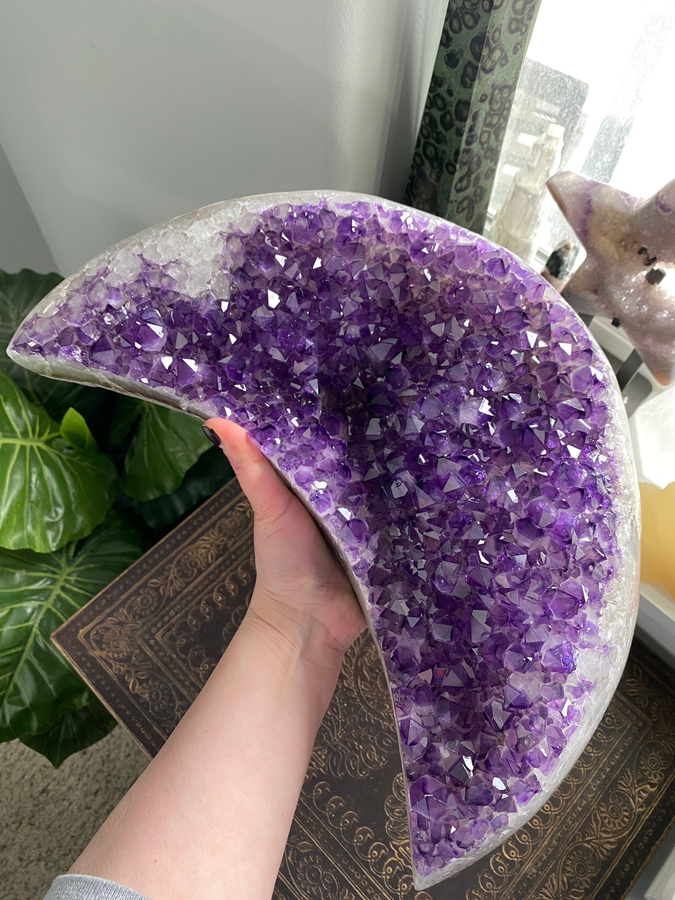 Extra Large Amethyst Moon Crystal Dark Purple Amethyst Crystal Etsy
