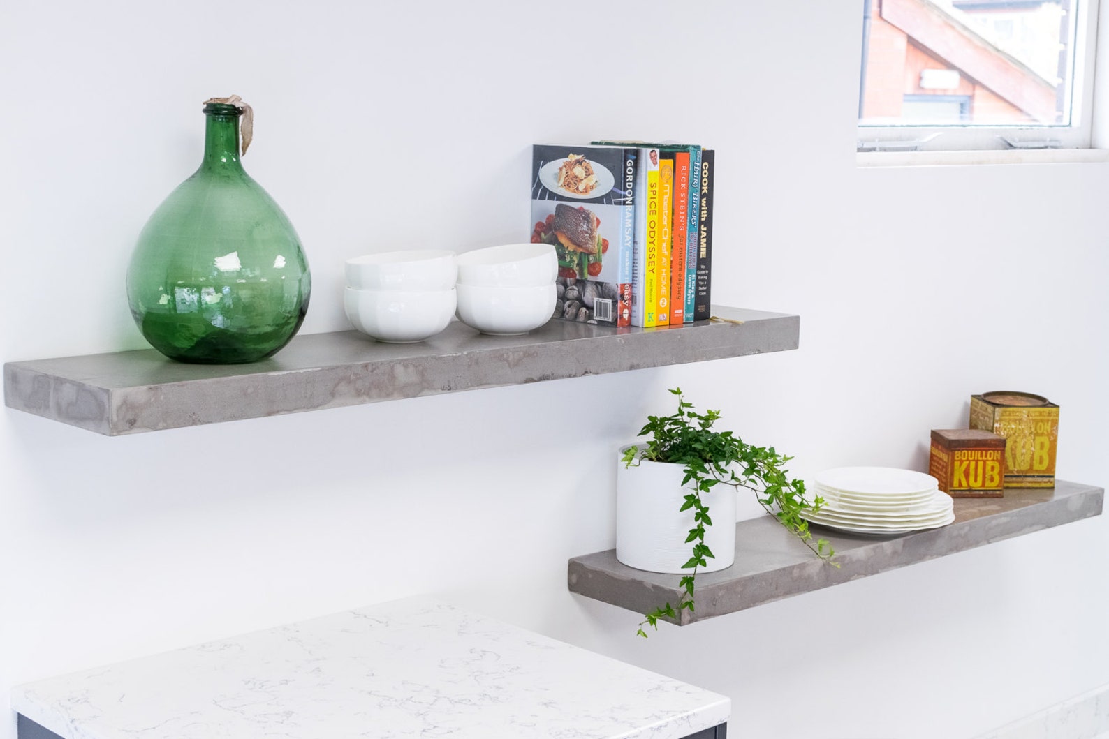 Polished concrete floating shelves Etsy