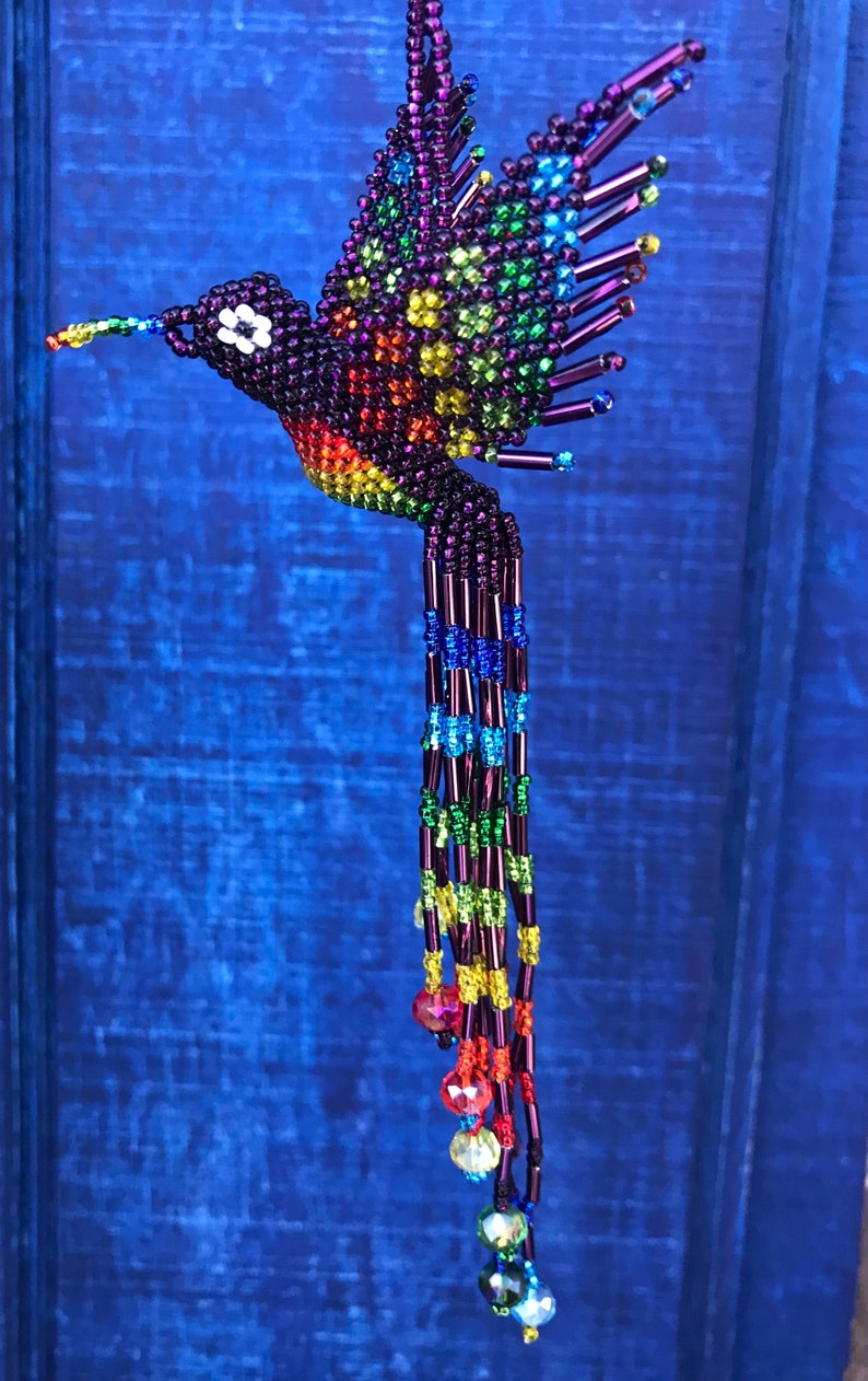 Hummingbird Ornament Hand Beaded with extra long 5 inch tail by Mayan Womens Beading Cooperative image 7