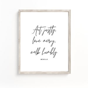 Micah 6:8 Printable | Bible verse print | Scripture printable wall art | Act justly, love mercy, walk humbly | Micah 6 8 | Printable