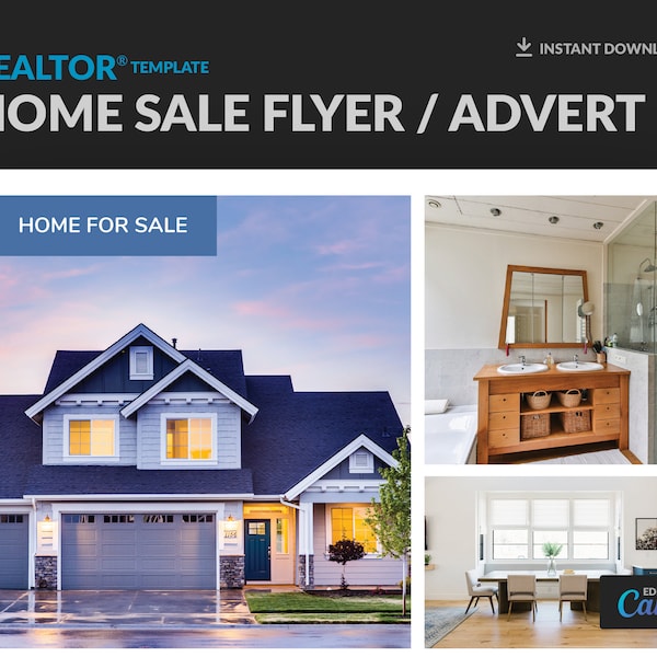 Home for sale flyer, Home sale, Agent Printables, Realtor Sale House Flyers, Real Estate Marketing, Canva Template, Real Estate Template