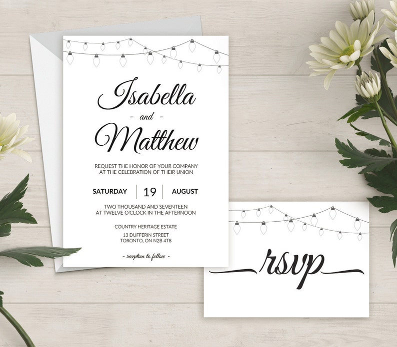 Printable Wedding Invite Wedding Invitation Set PDF #0000A Thank You Card RSVP Instant Download Details Card DIY Editable Template