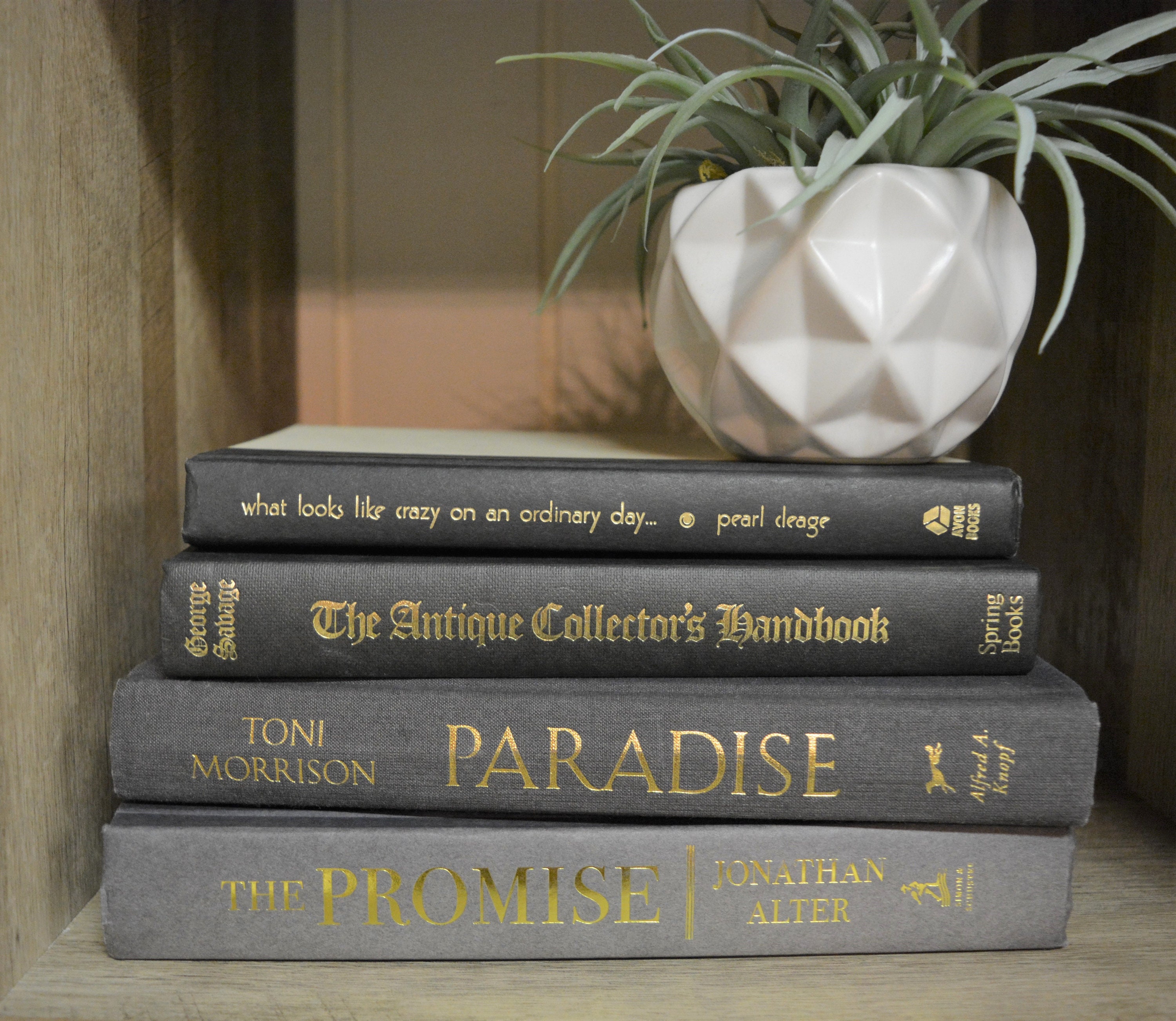 Decorative Book Stack Bundle Gray & Black with Gold Etsy