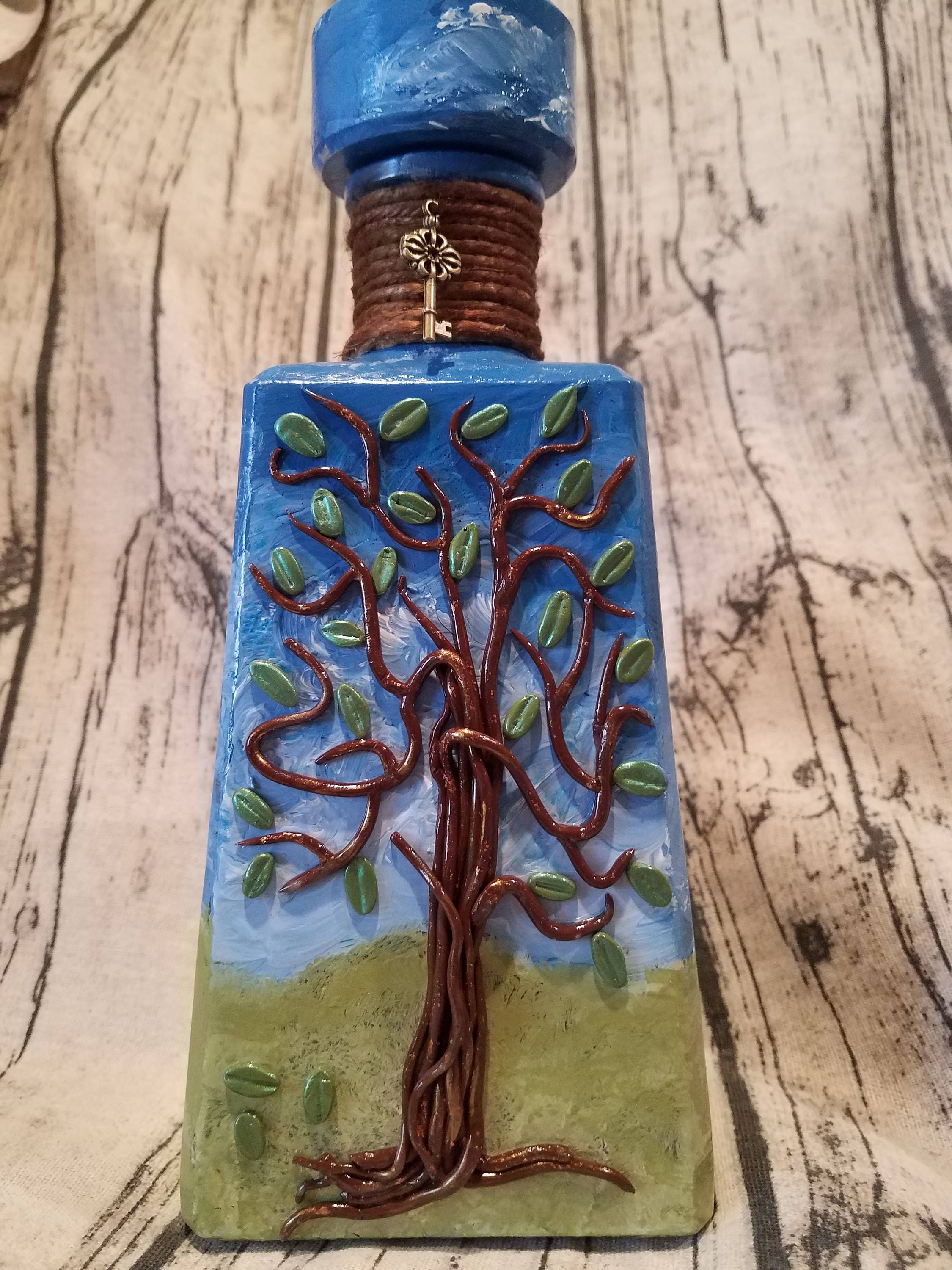 Decorado botella de tequila 1800 pintados árbol de arcilla - Etsy España