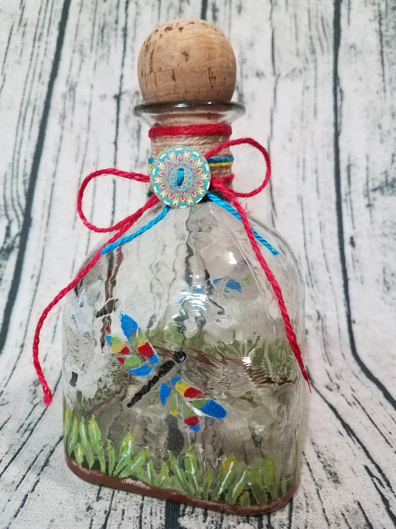 Decorated Patron bottle, painted/embellished image 1