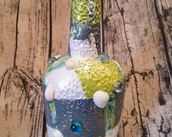 Decorated whiskey bottle, polymer clay, Maker's Mark bottle, wine bottle decorations, bottle decor