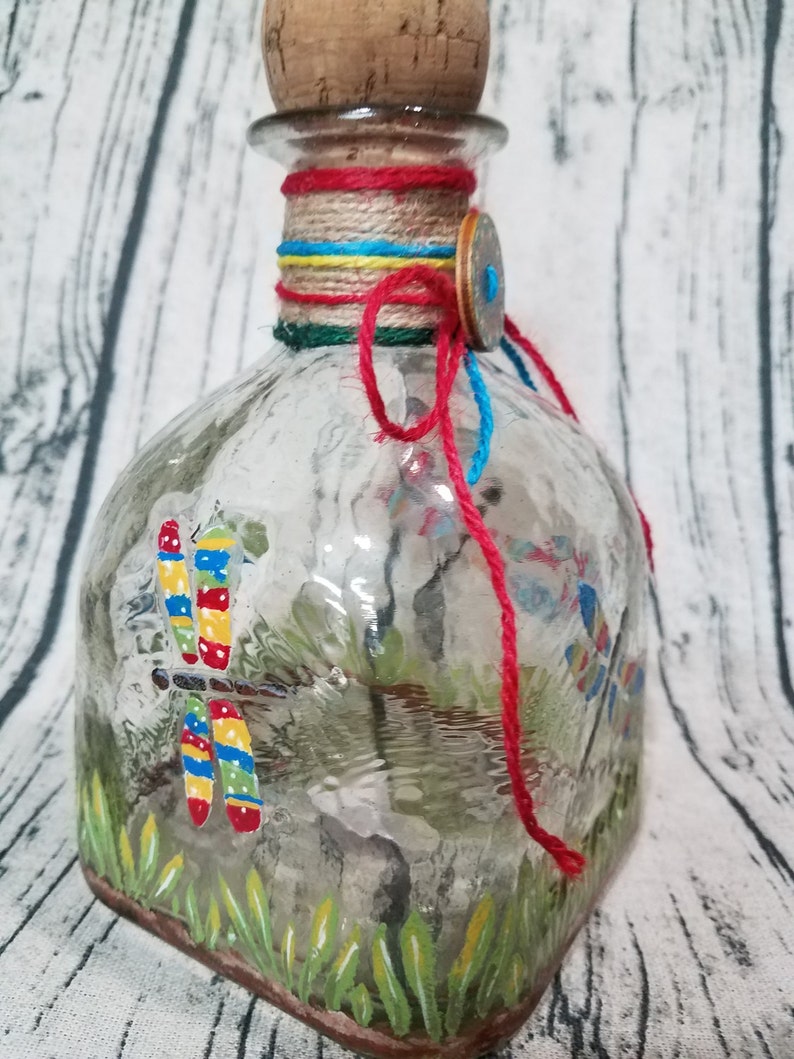 Decorated Patron bottle, painted/embellished image 3