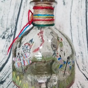 Decorated Patron bottle, painted/embellished image 4
