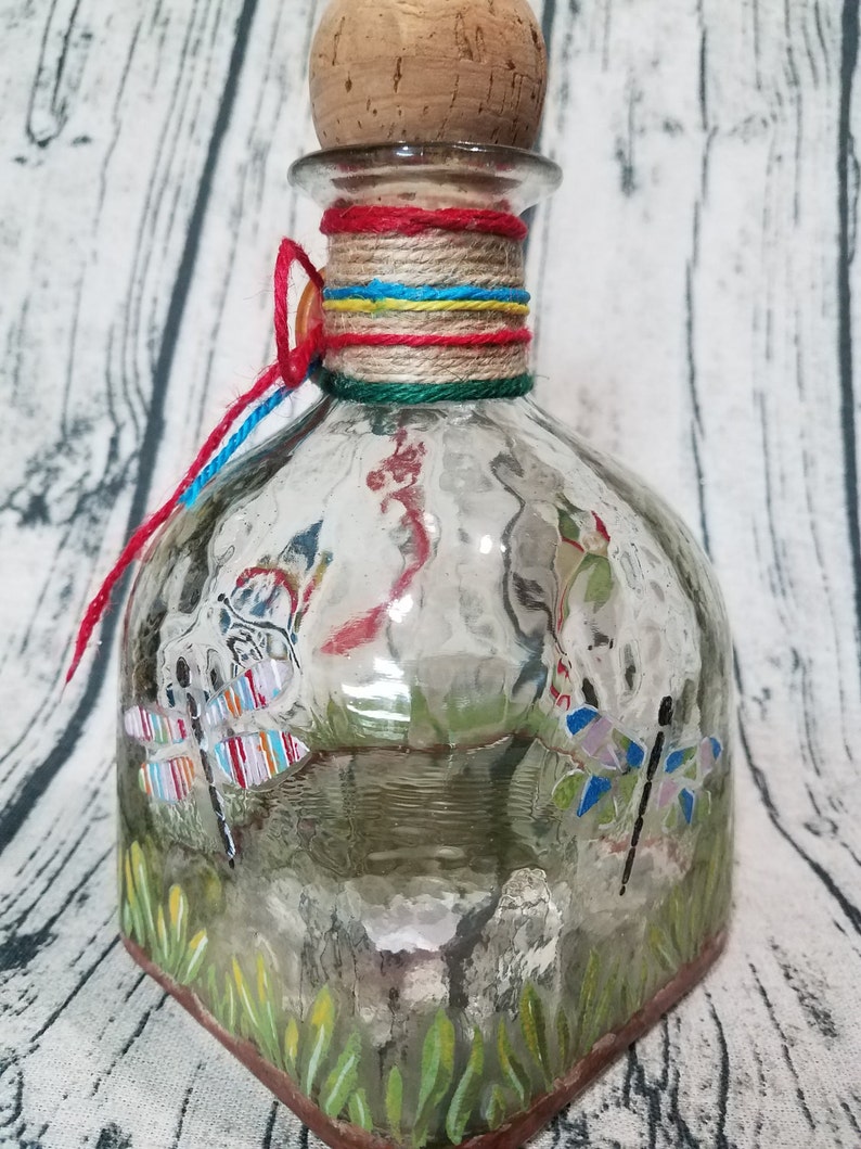 Decorated Patron bottle, painted/embellished image 4