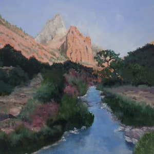Original 8x 10 inch, &quot;The River Leads&quot;, western landscape, oil on canvas board