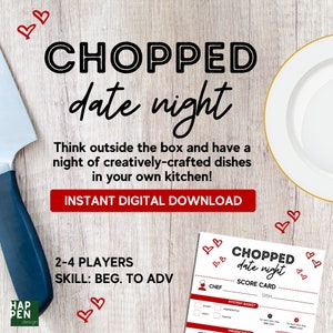 Noche de cita imprimible: concurso de cocina en casa, ¡descarga instantánea!