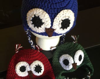 Crochet Owl Beanie, Baby Beanie, Animal Hats