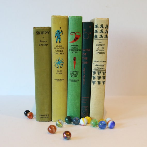 Vintage Youth Book Set Adventure Books Rustic Book Decor Etsy