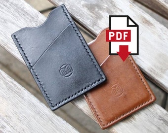 Card holder PDF pattern, Slim wallet, Minimalist card holder pattern, Pattern Template