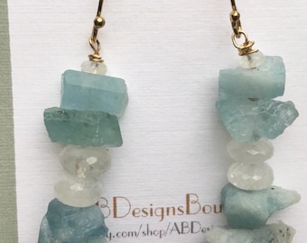 Aquamarine and moonstone earrings