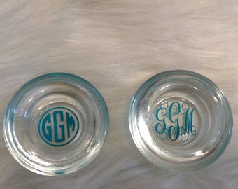 Monogrammed Glass Ring Bowl