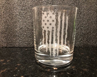 Distressed Flag 12oz Whiskey Glass