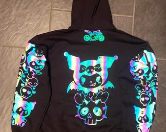 Kuro Mi Rainbow Reflective Hoodie - loose fit unisex nighttime essential riding pullover