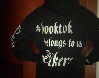Booktok Biker Hoodie, Reflective Design, Crafted in USA
