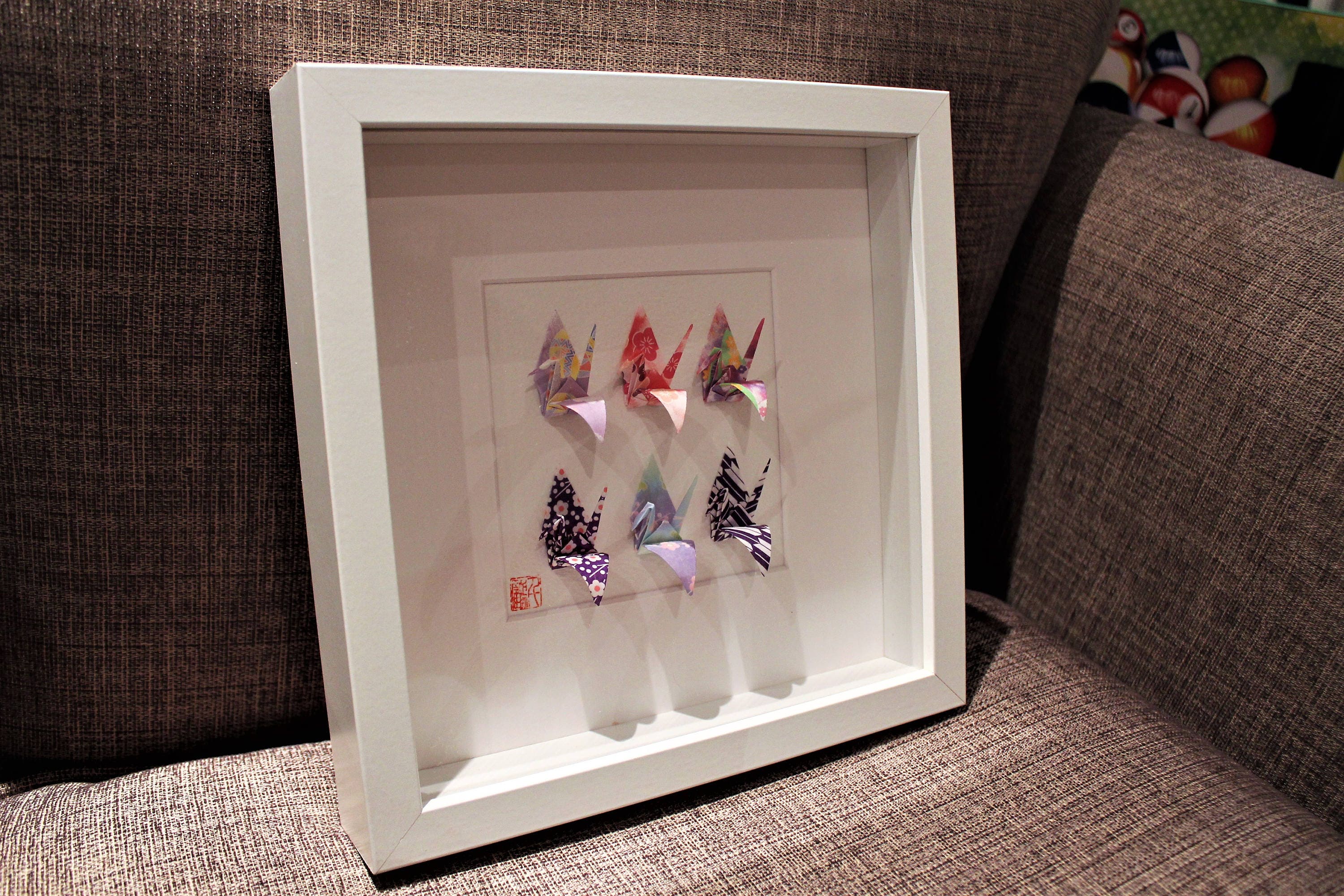 Framed Origami Cranes Wall Art Box frame Home decor Bird Etsy