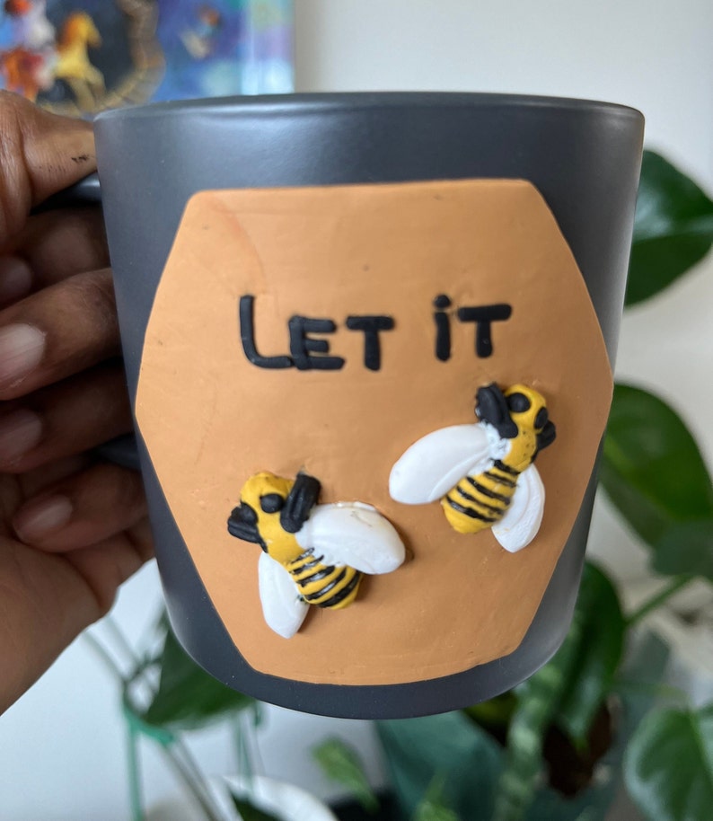 Let It Bee Polymer Clay Mug Design, Polymer Clay Mug, Handmade Polymer