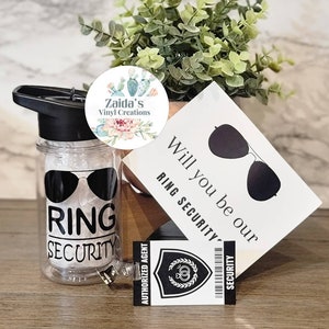 RING SECURITY BEARER 10oz 24oz water bottle cup | wedding proposal box tumbler | ring bearer gift | Ring Security shirt | asking gift | Sign