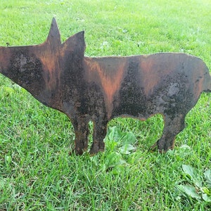 Rusty Pig, Pig Silhouette, Farm Animal Yard Art