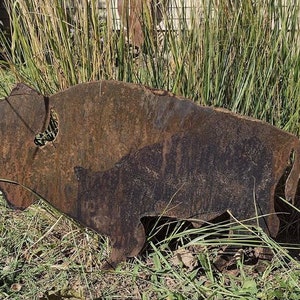 Rusty Buffalo, Buffalo Silhouette, Animal Silhouette, Western Decore, Rustic Decore, Rustic Yard Art, Metal Bison