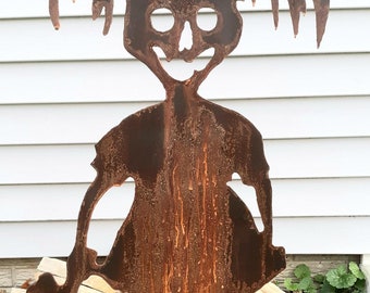 Halloween Yard Art, Zombie Girl, Metal Yard Art, Metal Zombie Art, Halloween Yard Decorations