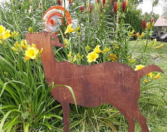 Rusty Goat, Rusty Lawn Art, Metal Art, Metal Silhouettes, Metal Lawn Art, Farm Animal Yard Art