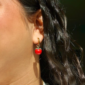 Handmade Tomato Polymer Clay Earrings: Hypoallergenic Surgical Steel