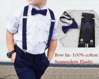 boy bow tie and suspenders outfit