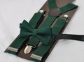 Emerald Green Bow Tie Suspenders Set Men's Bow Tie, Groom & Groomsmen Accessories Wedding Suspenders, Hunter Green Bow Tie Formal Outfit