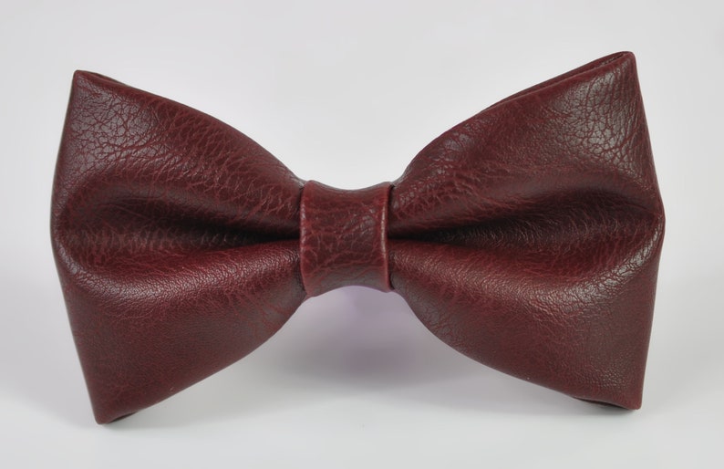 Toffee Brown Navy Black Ginger Wine Red Rust Pre tied Faux Leather Wedding Bow tie Bowtie for Men / Youth / Boys Kids / Baby Infant Toddler Wine Red