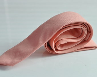 Blush Pink Skinny Tie for Men, Light Pink Wedding Necktie, Blush Groom Tie, Groomsmen Tie, Solid Blush Tie, Formal Business Gift