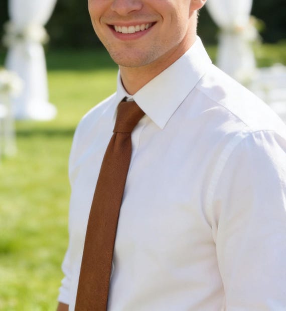 brown dress shirt and tie Tan Skinny 100% Cotton Necktie for Weddings, Parties, Prom Web Collection: Singles Day Promo Whether its a formal Jovani Strapless Beaded Long Men Color:deep red