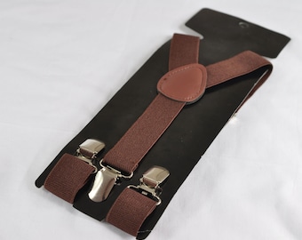 Dark Brown Pre-Tied Bow Tie And Braces Set | In Stock