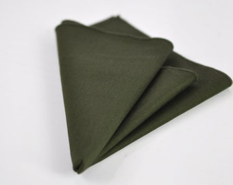 Olive Green Army Green Cotton Pocket Square Wedding Formal Hanky Handkerchief for Men / Youth / Boy Kids / Baby Infant Toddler