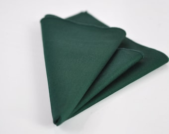 Dark Emerald Green Bottle Green Cotton Pocket Square Wedding Formal Hanky Handkerchief for Men / Youth / Boy Kids / Baby Infant Toddler