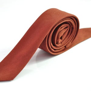Men Women Unisex Rust Terracotta Red Brown Skinny 100% Cotton Necktie Neck Tie for Wedding Party Prom