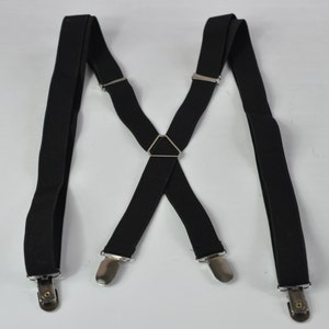 Unisex Black 25mm 2.5cm Wide X-Back 4 Clips  Adjustable Pants Elastic Suspenders Braces Baby infant Toddler / Boy Kids / Youth / Adult Men