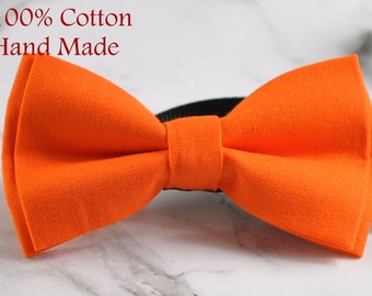 ORANGE 100% Cotton Solid Color Handmade Bow Tie Bowtie Craft for Men / Youth / Boy Kids / Baby Infant Toddler