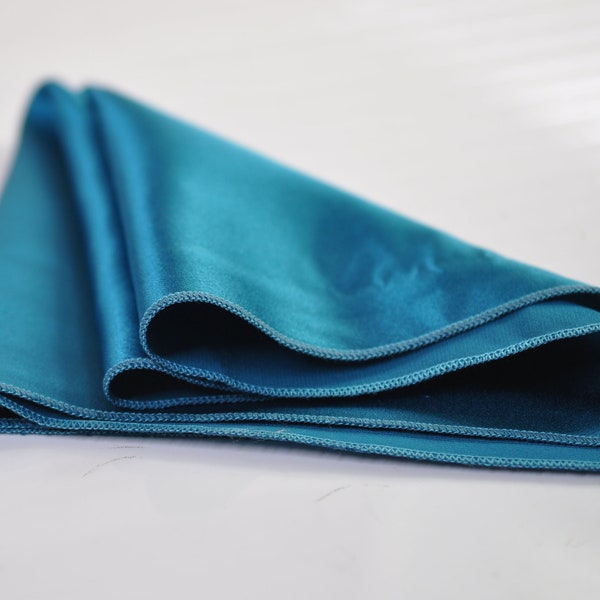 Men Men's 100% Silk Turquoise Teal Blue Handmade Pocket Square for Wedding Formal Hanky Handkerchief