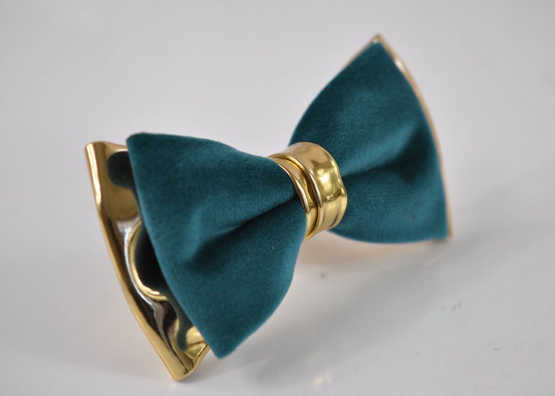 MEN ADULT Dark Turquoise Teal Blue Velvet Gold Faux Leather Bow tie Brown Elastic Suspenders Braces Wedding Set